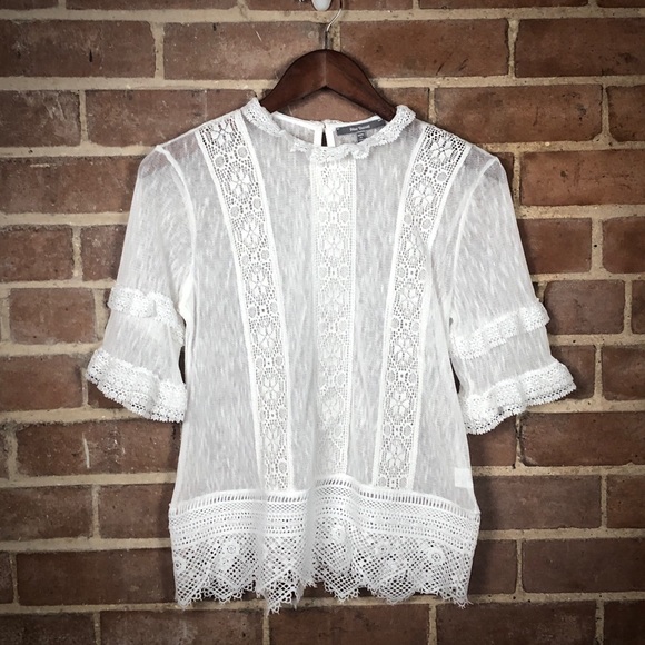 Anthropologie-Mattie Lace Embroidered Ruffled Top - Picture 2 of 15